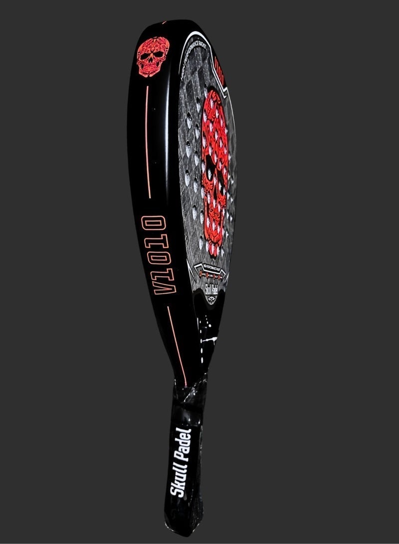 Skull Padel PADEL RACKET | V1010 RED BLACK 18K  CARBON with COVER | For Advanced Players - Image 2